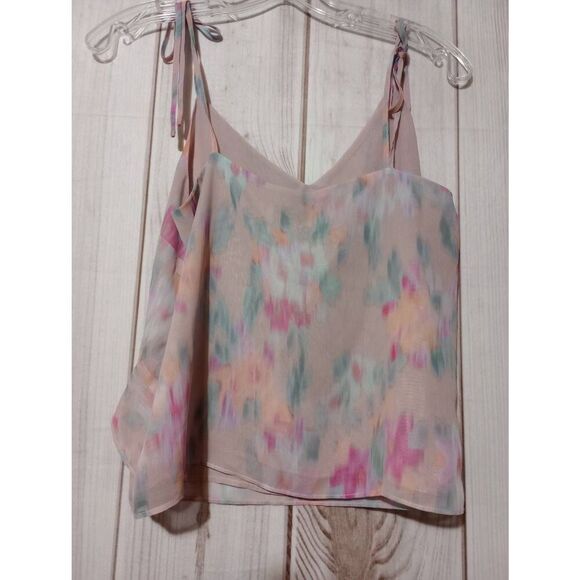 Steve Madden Shirt Ladies Small Cropped Tank Adjustable Strap Chiffon Ruffle - Picture 2 of 6